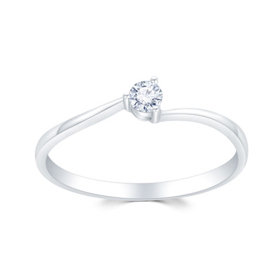 18K 白色黃金天然鑽石鑲嵌戒指