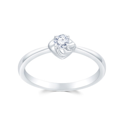 18K 白色黃金天然鑽石鑲嵌戒指