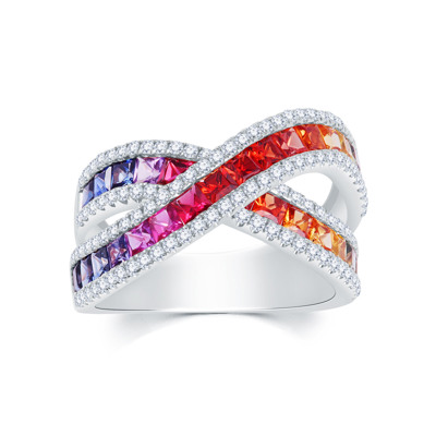 18K 白色黃金天然鑽石/寶石戒指