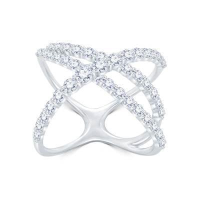 18K 白色黃金天然鑽石鑲嵌戒指