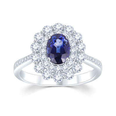 18K 白色黃金天然鑽石/寶石戒指