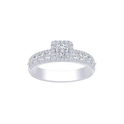  18K 白色黃金天然鑽石鑲嵌戒指