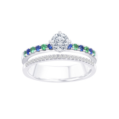  18K 白色黃金鑽石/寶石/半寶石戒指