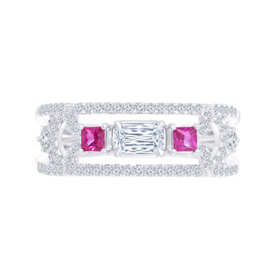  18K 白色黃金天然鑽石/寶石戒指