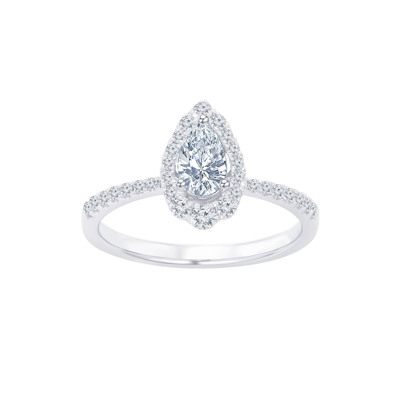  18K 白色黃金天然鑽石鑲嵌戒指