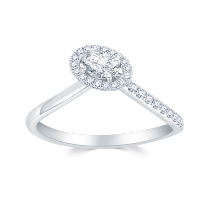 18K 白色黃金天然鑽石鑲嵌戒指