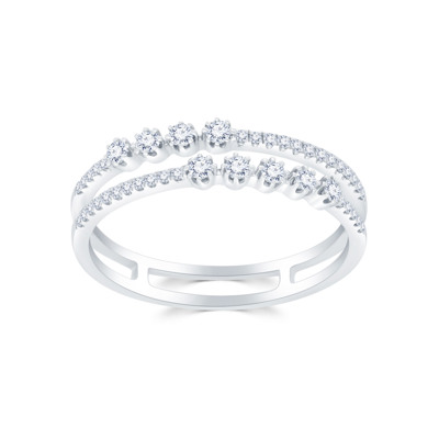 18K 白色黃金天然鑽石鑲嵌戒指