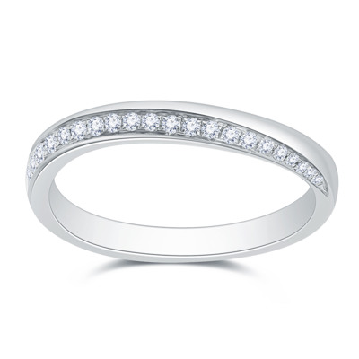 18K 白色黃金天然鑽石鑲嵌戒指