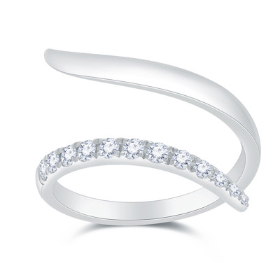 18K 白色黃金天然鑽石鑲嵌戒指