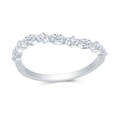 18K 白色黃金天然鑽石鑲嵌戒指