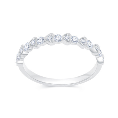 18K 白色黃金天然鑽石鑲嵌戒指