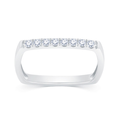 18K 白色黃金天然鑽石鑲嵌戒指