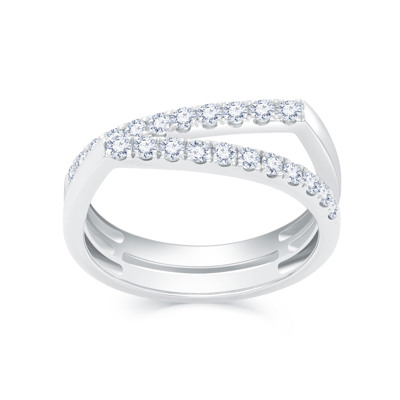 18K 白色黃金天然鑽石鑲嵌戒指