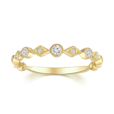 18K 黃色黃金天然鑽石鑲嵌戒指