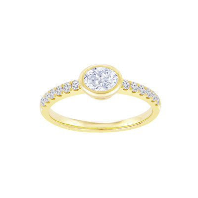  18K 黃色黃金天然鑽石鑲嵌戒指