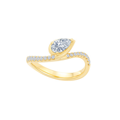  18K 黃色黃金天然鑽石鑲嵌戒指