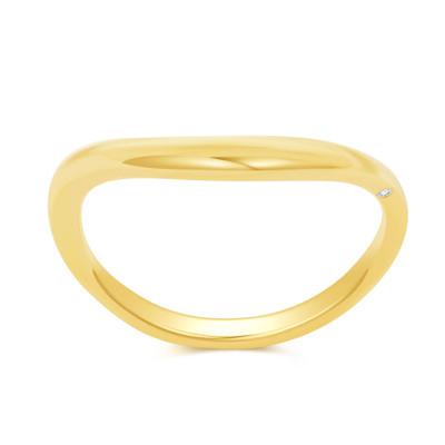 18K 黃色黃金天然鑽石鑲嵌戒指