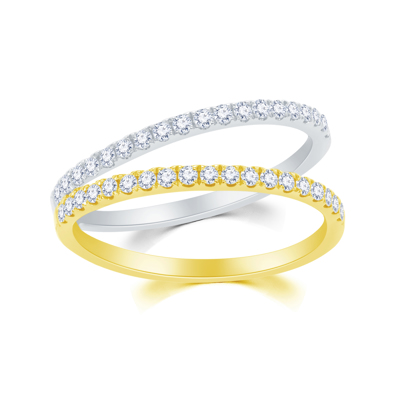 18K Yellow and White Color Gold Natural Diamond Ring