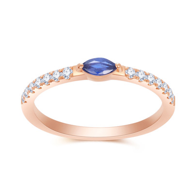 18K 紅色黃金天然鑽石/寶石尾指戒