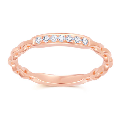 18K 紅色黃金天然鑽石鑲嵌尾指戒