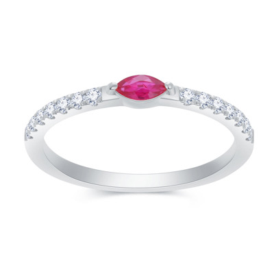 18K 白色黃金天然鑽石/寶石尾指戒