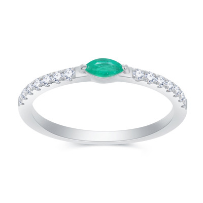 18K 白色黃金天然鑽石/寶石尾指戒