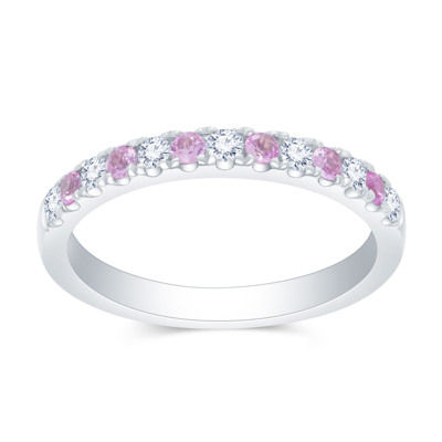 18K White Color Gold Natural Diamond/Color Stone Pinky Ring